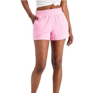 New JENNI Women's Smocked-Waist Terry Cloth Shorts, pink 1X